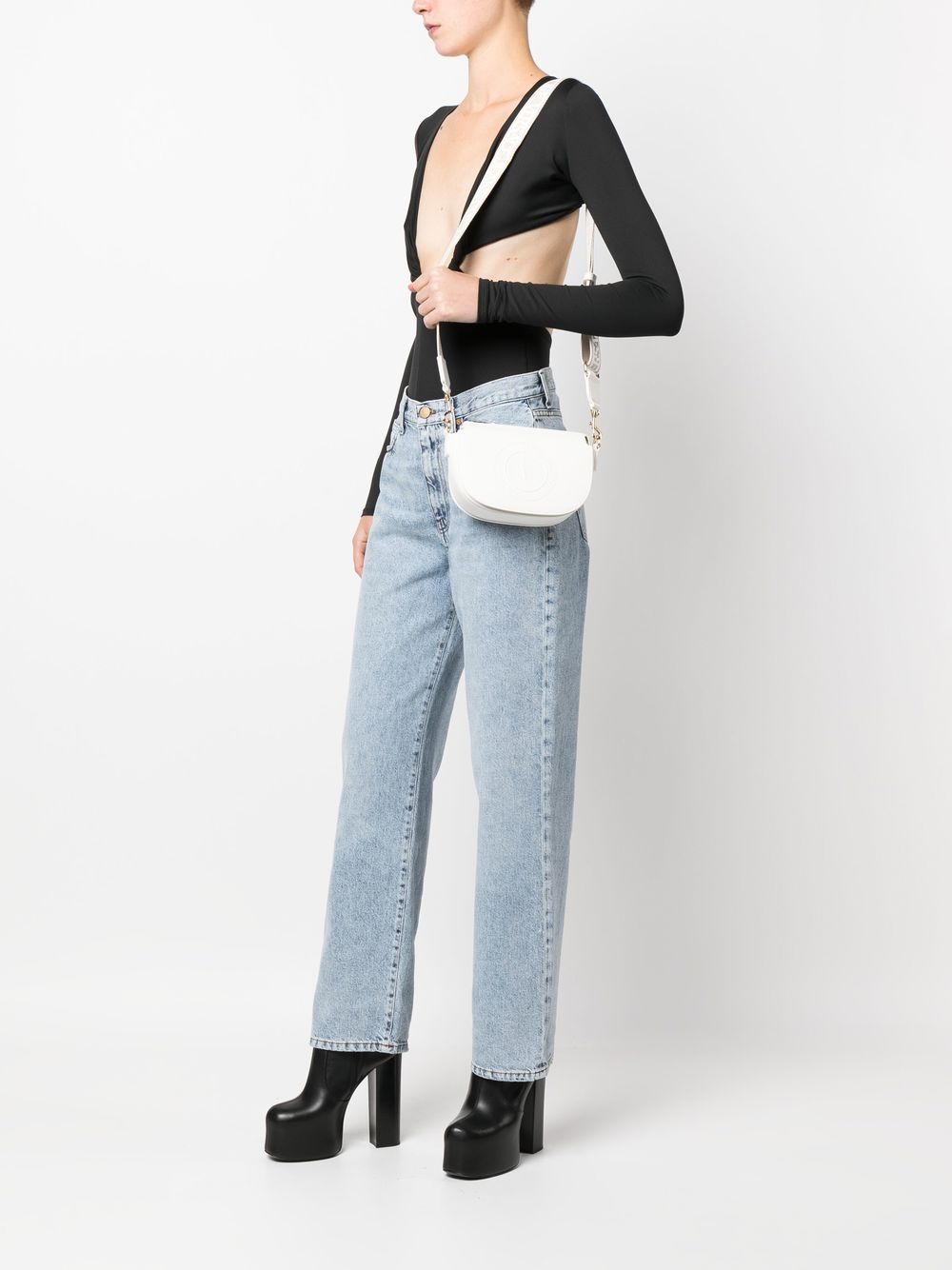 Versace Jeans Couture Schoudertas met logo-reliëf - Wit