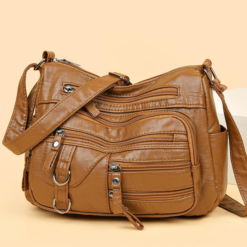 Kuluosidi Women's PU Crossbody Bag Large Capacity Shoulder Bag Middle-Aged Mother Bag
