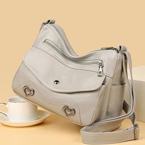 Kuluosidi Women's Crossbody Bag Soft Leather Middle-aged Female Mother Bag Multi-pocket Shoulder Bag