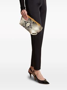 KHAITE Monarch clutch met python-effect - Beige