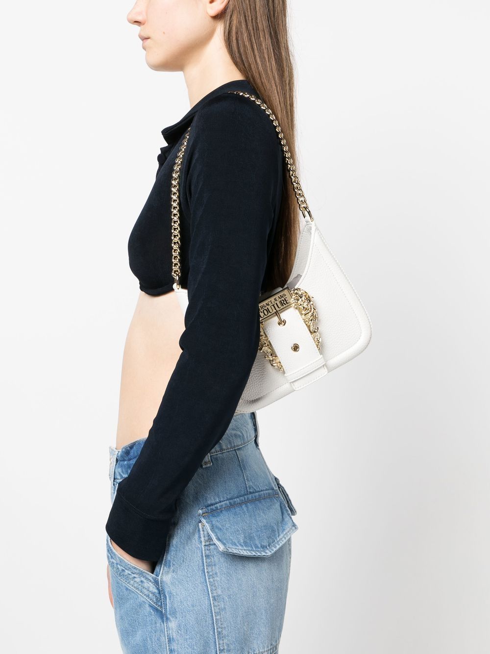 Versace Jeans Couture Schoudertas met gegraveerd logo - Wit