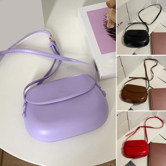 Bag Accessorries Women Crossbody Bag Smooth Faux Leather Waterproof Solid Color Adjustable Shoulder Strap Lightweight Portable Small Magnet Closure Lady Handbag