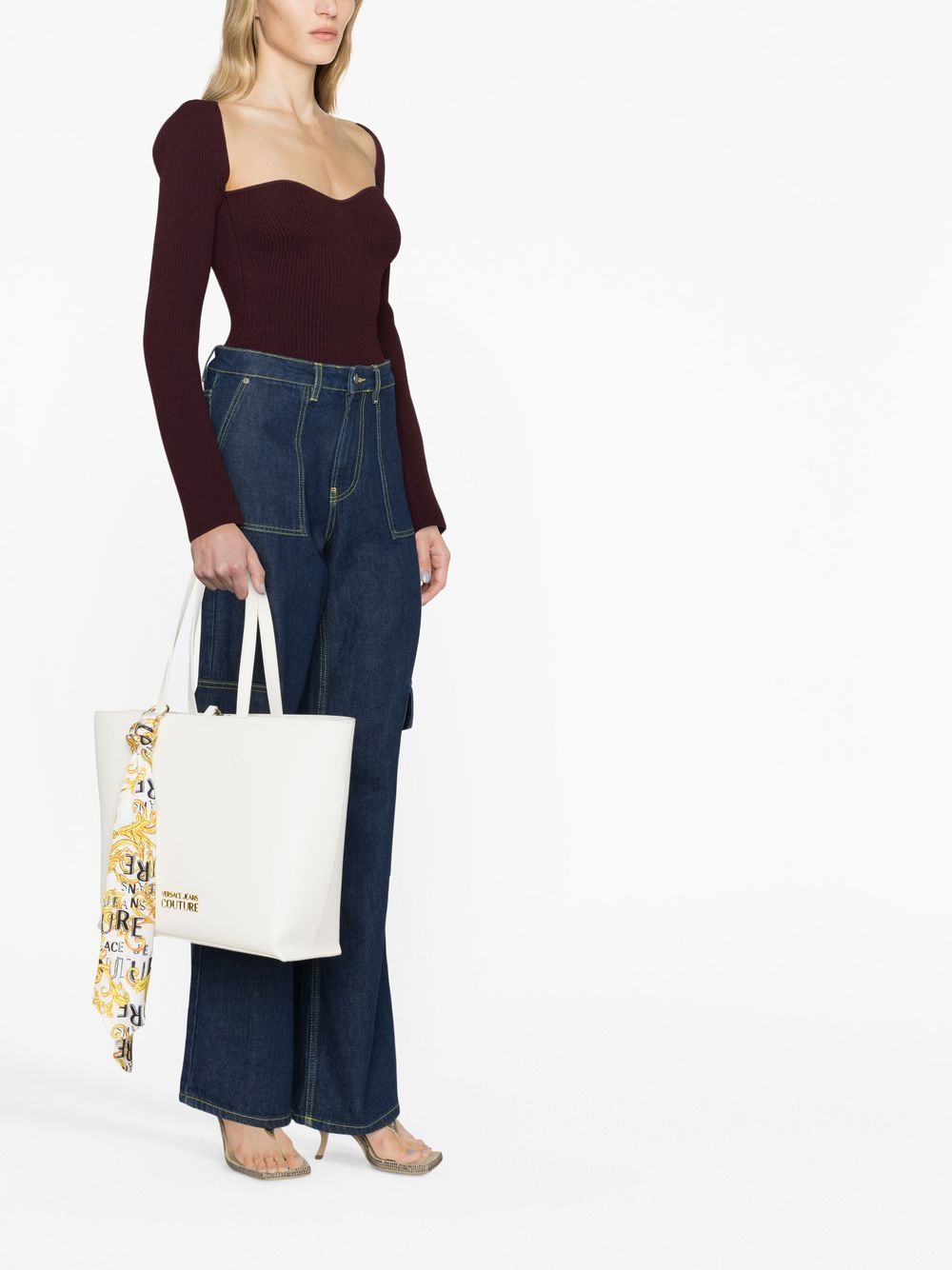 Versace Jeans Couture Shopper met logo plakkaat - Wit