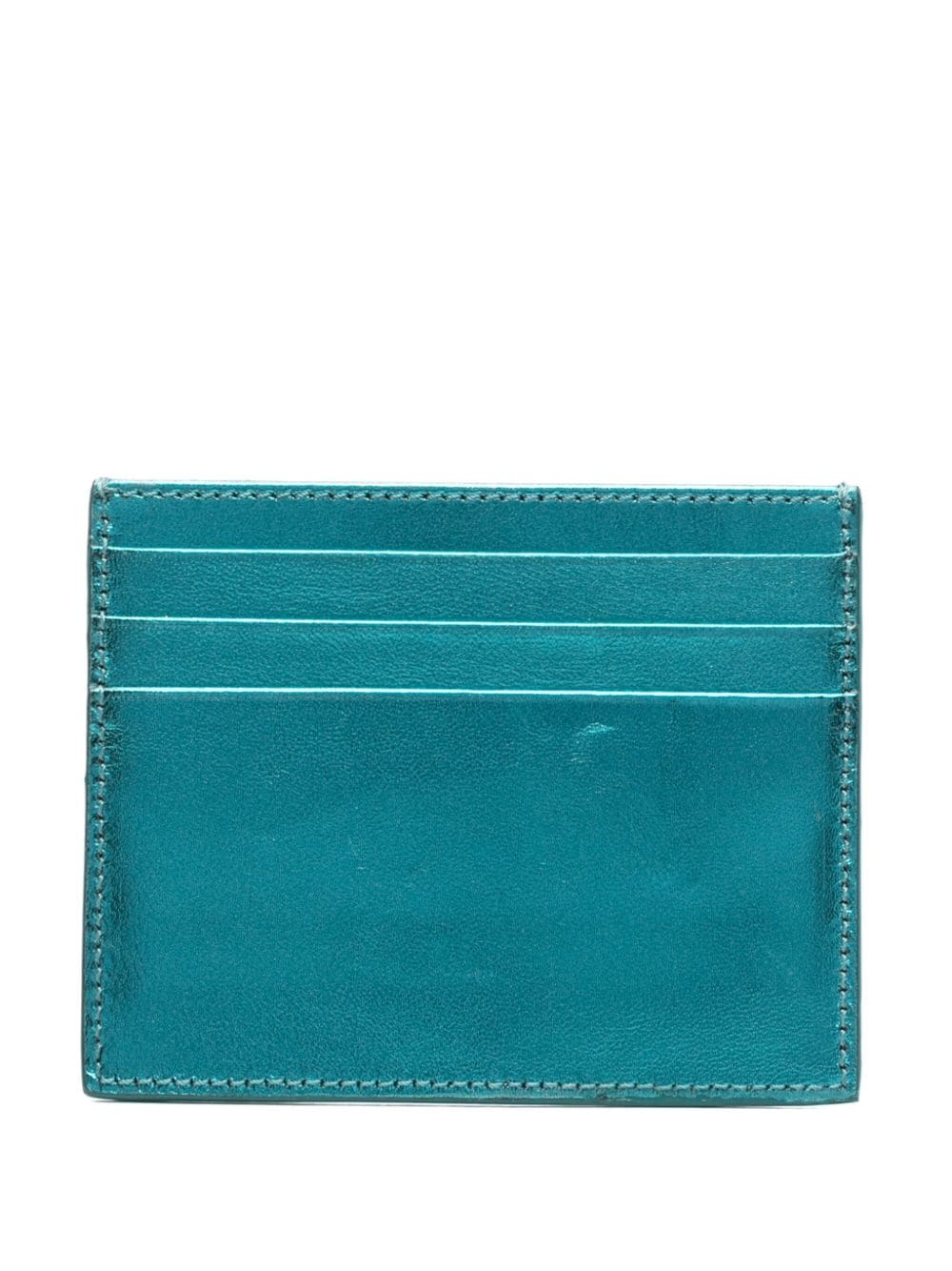 Roberto Cavalli monogram-plaque leather cardholder - Blauw