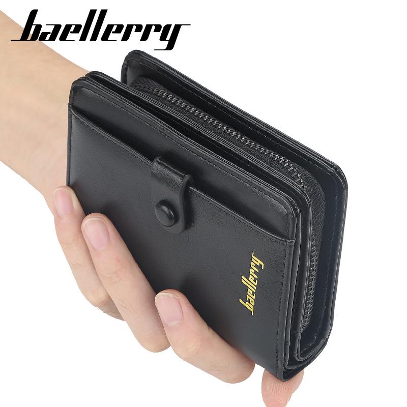 Baellerry Wallet Heren Korte Europese en Amerikaanse Verticale Multi-card Rijbewijs Coin Purse Youth Zipper Card Bag