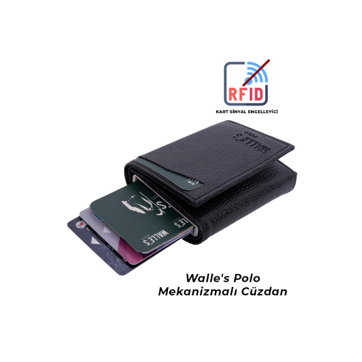 Palmiye Clothing & Footwear & Accessories Men's Wallet-card Holder With Dark Leather Slide Aluminum Mechanism Snap Fastener
