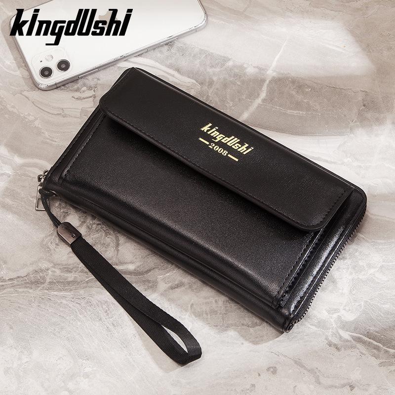 Kingdushi Men's Purse Clutch Bag Men Wallets Long Design Handbag New Casual Wallet Split Leather Wallet For Man