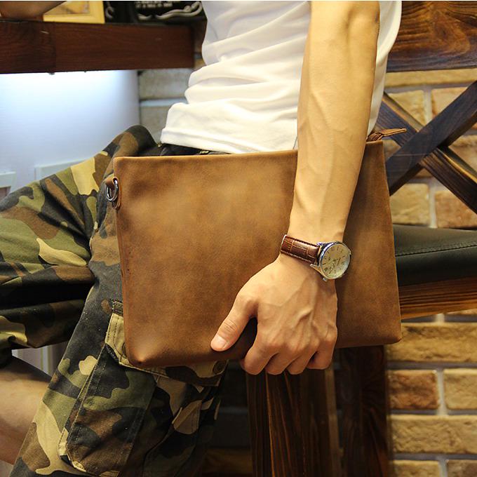 Aliwood Male Bag Envelope Clutch Crazy Horse Leather Business Men Clutch Bags Casual Large Capacity Hand Bag