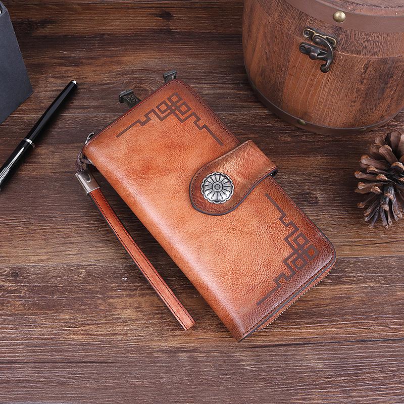 Genuine Leather Bags Genuine Leather Men Women Handbags Vintage Phone Bags Cow Leather Fashion Card Holder Wallet Coin Purses