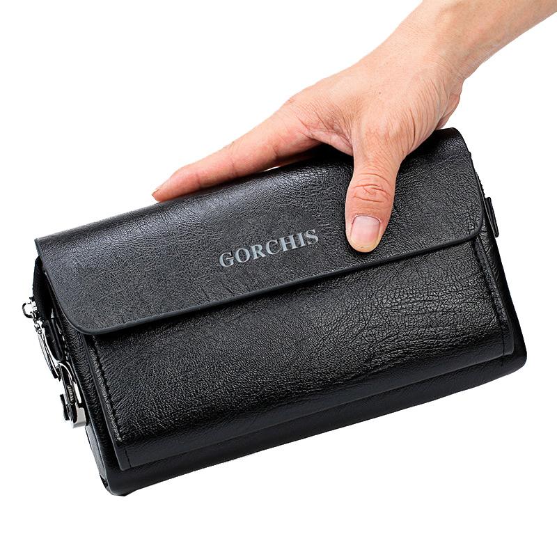 Bagggggg Fashion Brand Design Men Lock Clutch Bags High Quality Leather Business Handbags Male Casual Men Wallets Cell Phone Pocket Gift