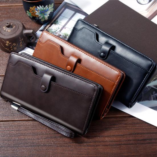 Bag Accessorries Men Faux Leather Multi Card Slot Long Wallet Two Compartments Zipper Clutch