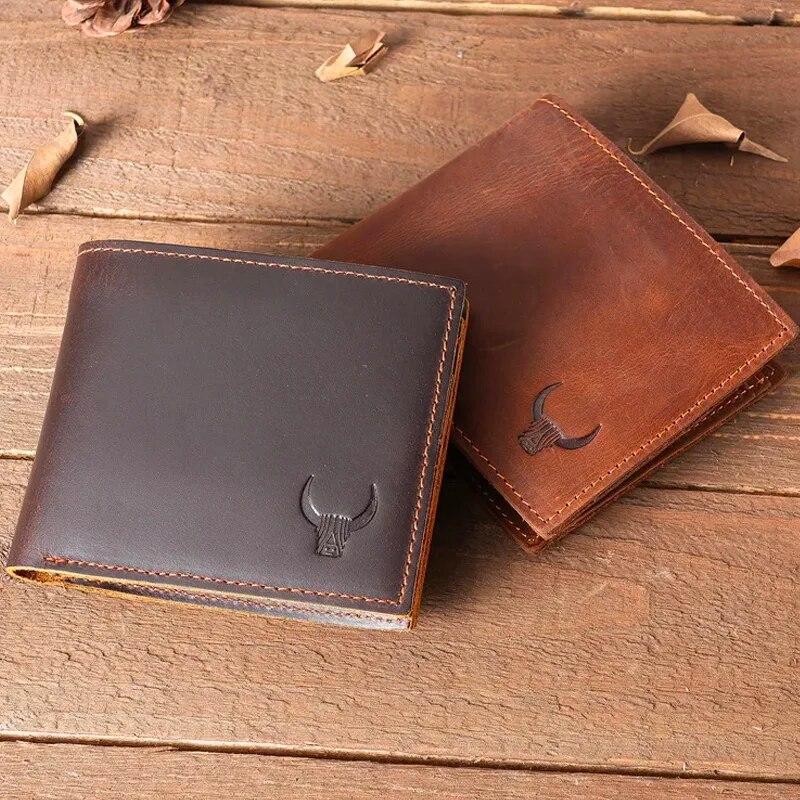 Rose Bag 100% Genuine Leather Mens Wallet with Coin Pocket BiFold Pure Leather Wallet for Men