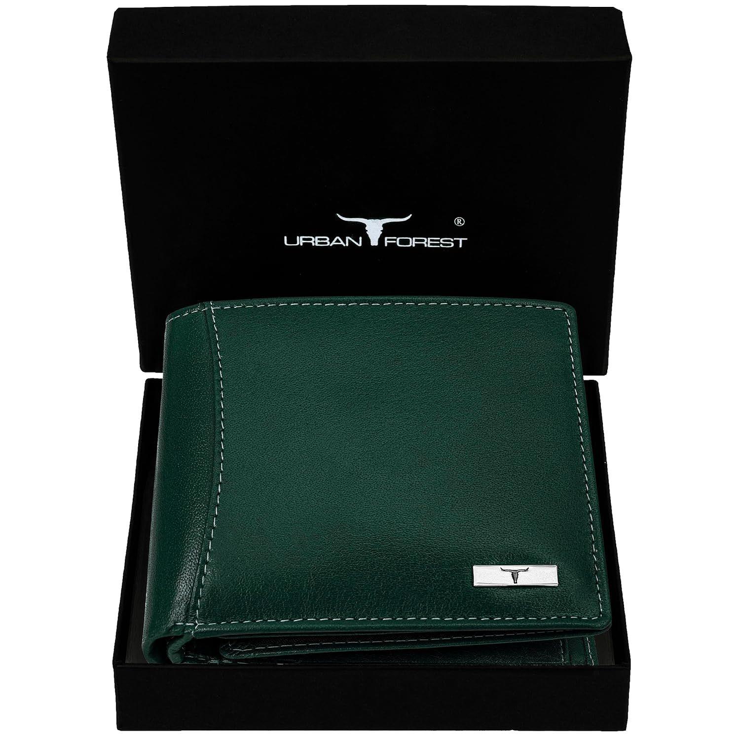 Vintage Goat leather Bags Oliver Aniline Green Leather Wallet for Men