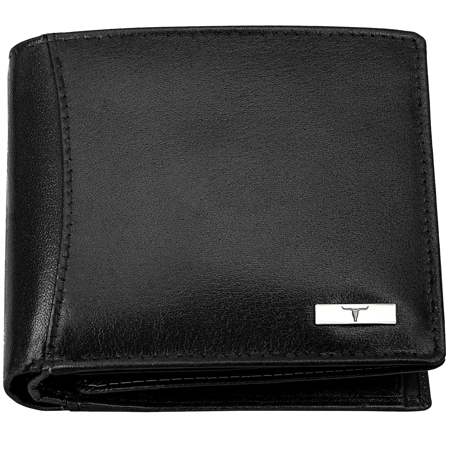 Vintage Goat leather Bags Oliver Aniline Black Leather Wallet for Men