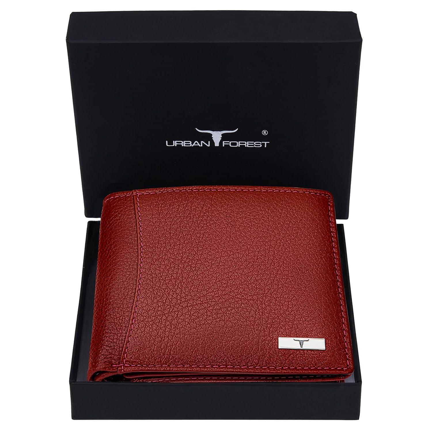 Vintage Goat leather Bags Oliver Red Leather Wallet for Men