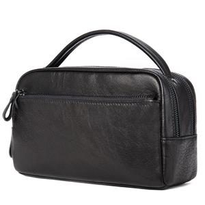 VIA ROMA Men's Leather Bag Business Clutch Bag Large Capacity Toiletries Cover Cowhide Bag