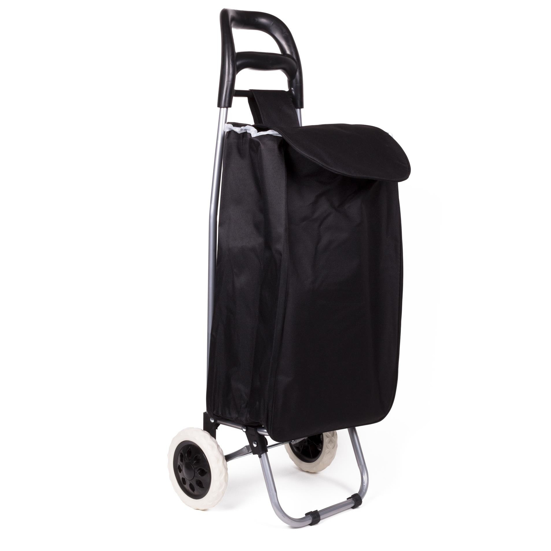 Benson Boodschappen trolley tas - inhoud liter - zwart - met wielen - 32 x 21 x 92 cm -