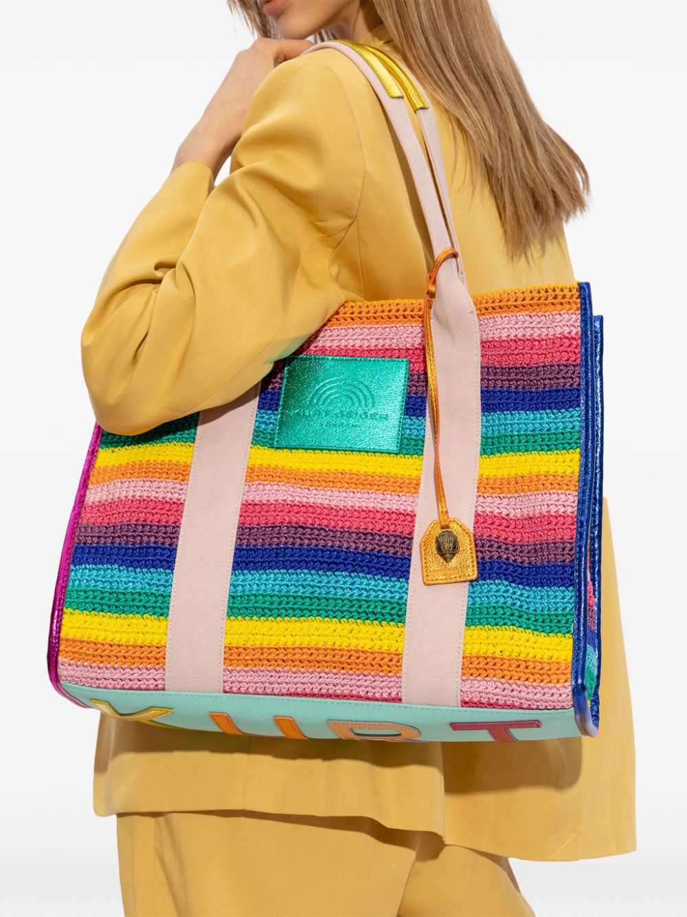 Kurt Geiger London SOUTHBANK rainbow crochet tote bag - Roze
