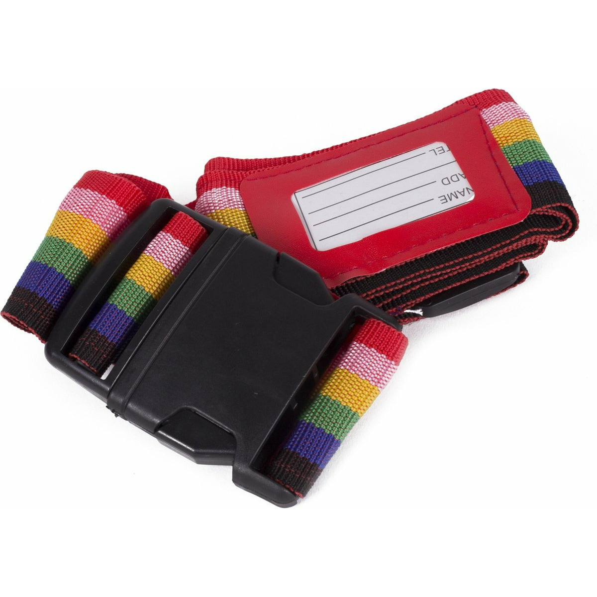 Merkloos Kofferriem / bagageriem met label 183 cm regenboog kleuren -