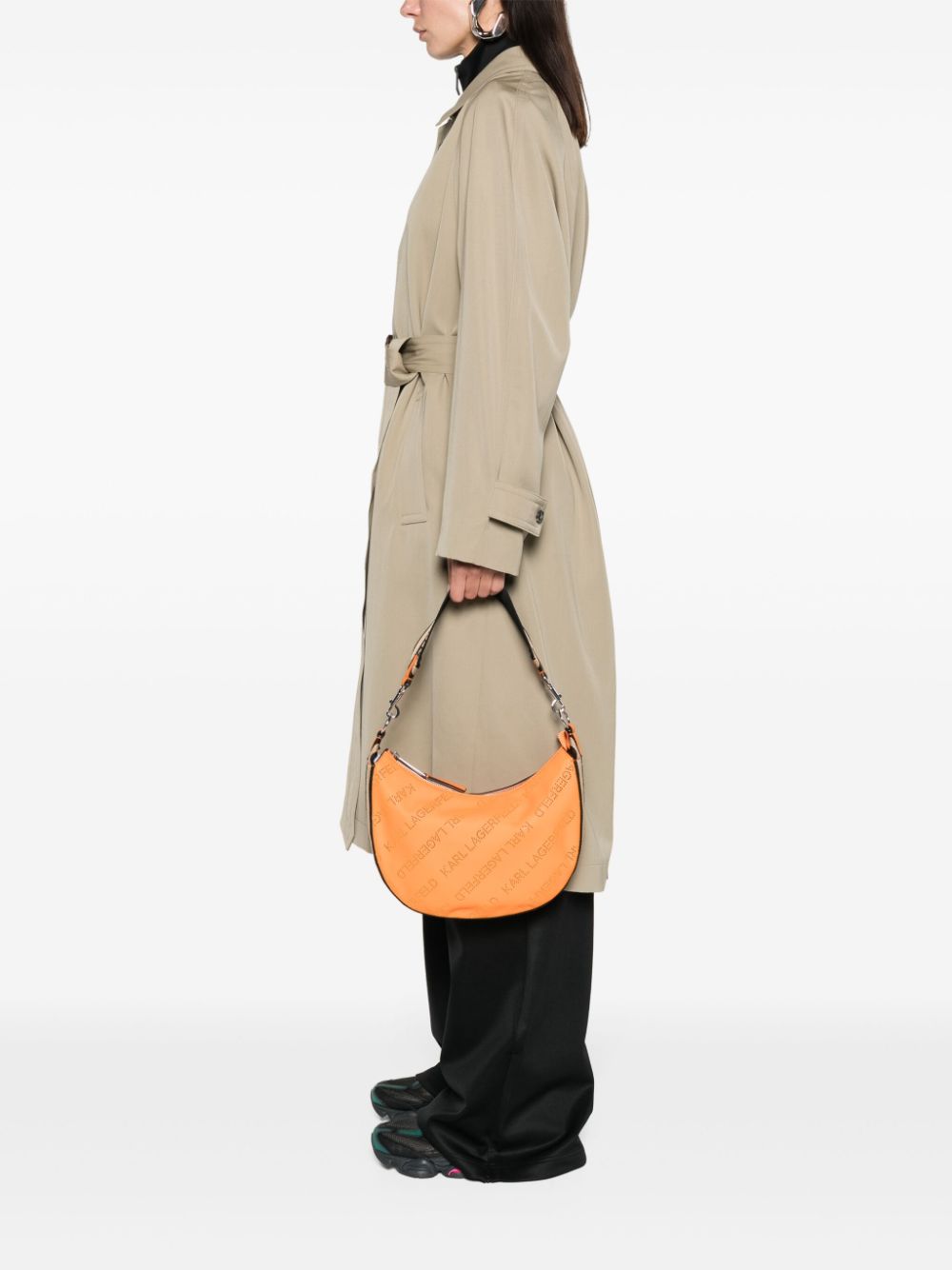 Karl Lagerfeld small Moon recycled-polyester shoulder bag - Oranje