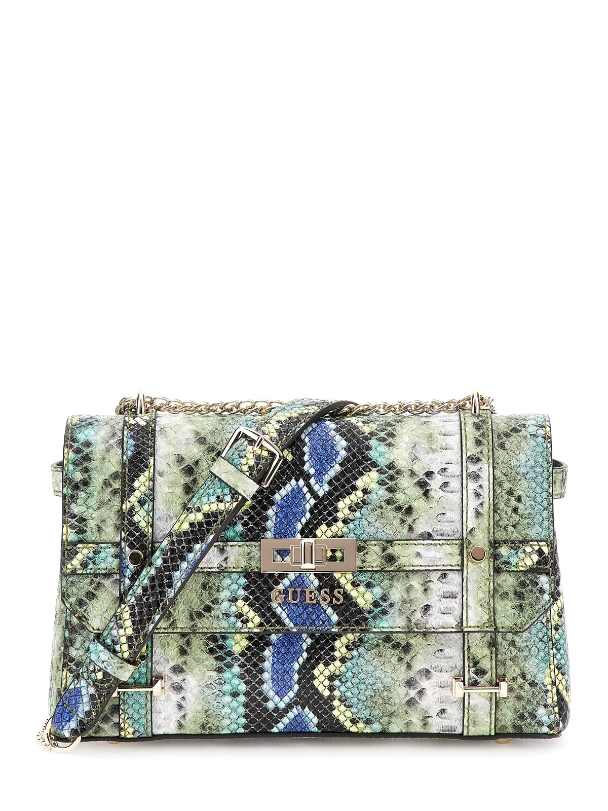 Guess Emilee Convertible X Flap Bag Turquoise Multi KX886221