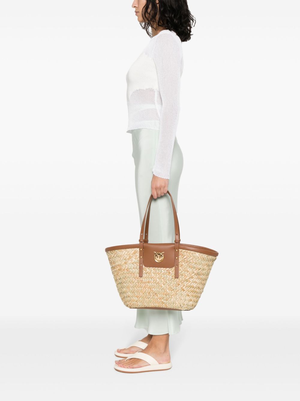 PINKO Love Summer basket bag - Beige