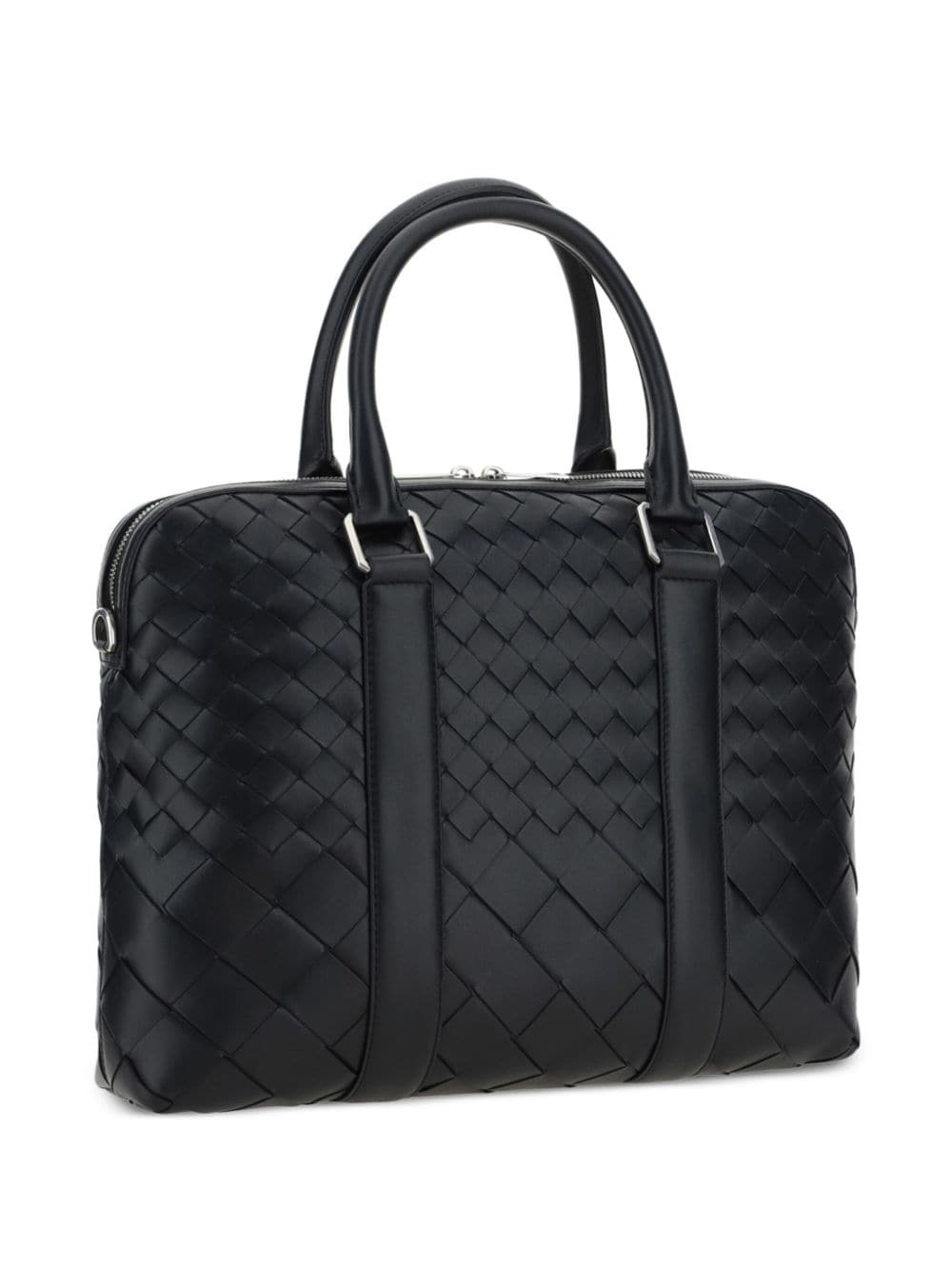 Bottega Veneta Intrecciato zipped two-way briefcase - Zwart