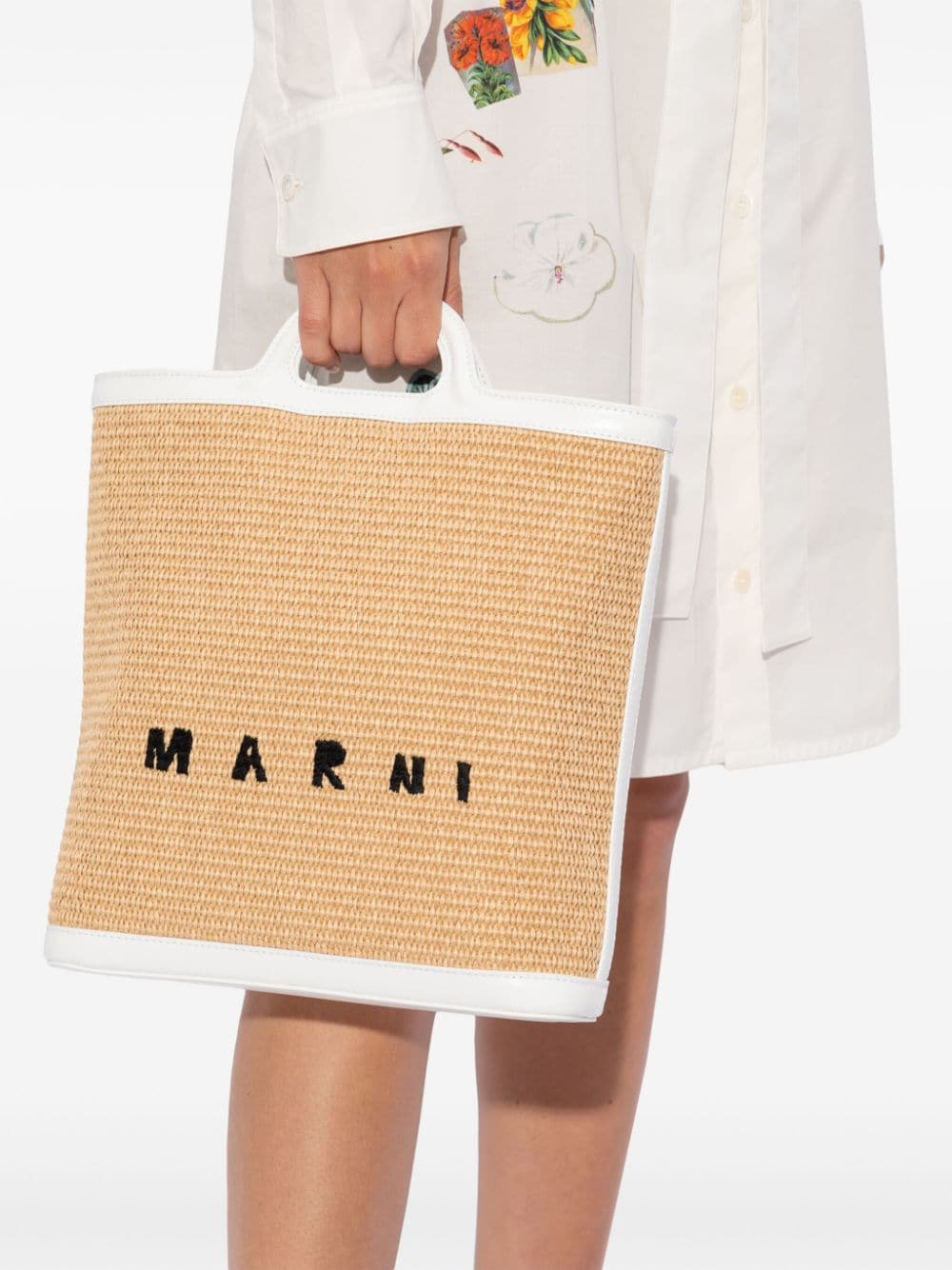 Marni Tropicalia logo-embroidered tote bag - Beige