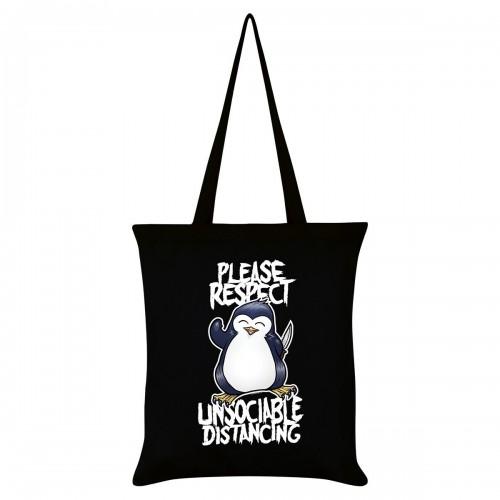 Psycho Penguin Respecteer alsjeblieft ongezellige afstand tote bag
