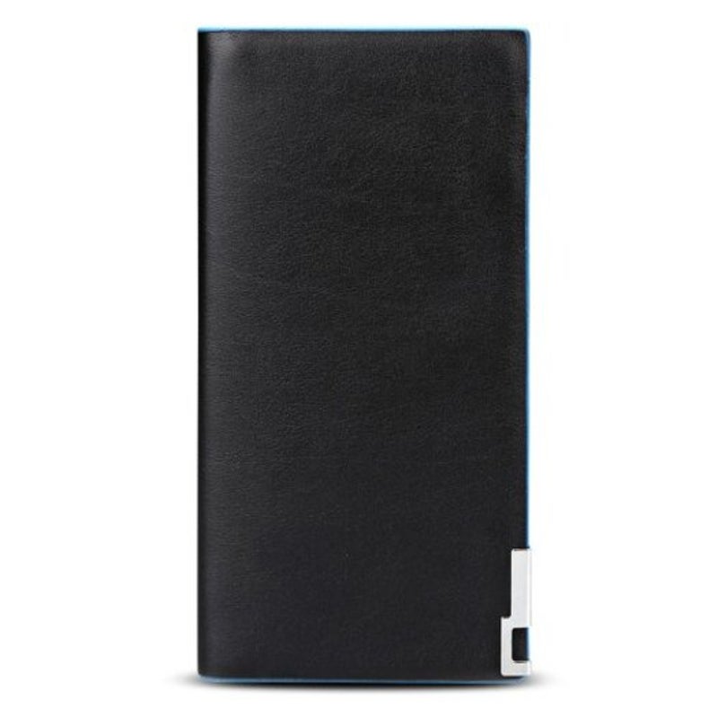 HOD Health&Home Contrasterende kleur dunne verticale tweevoudige zachte lange open portemonnee voor heren saffierblauw
