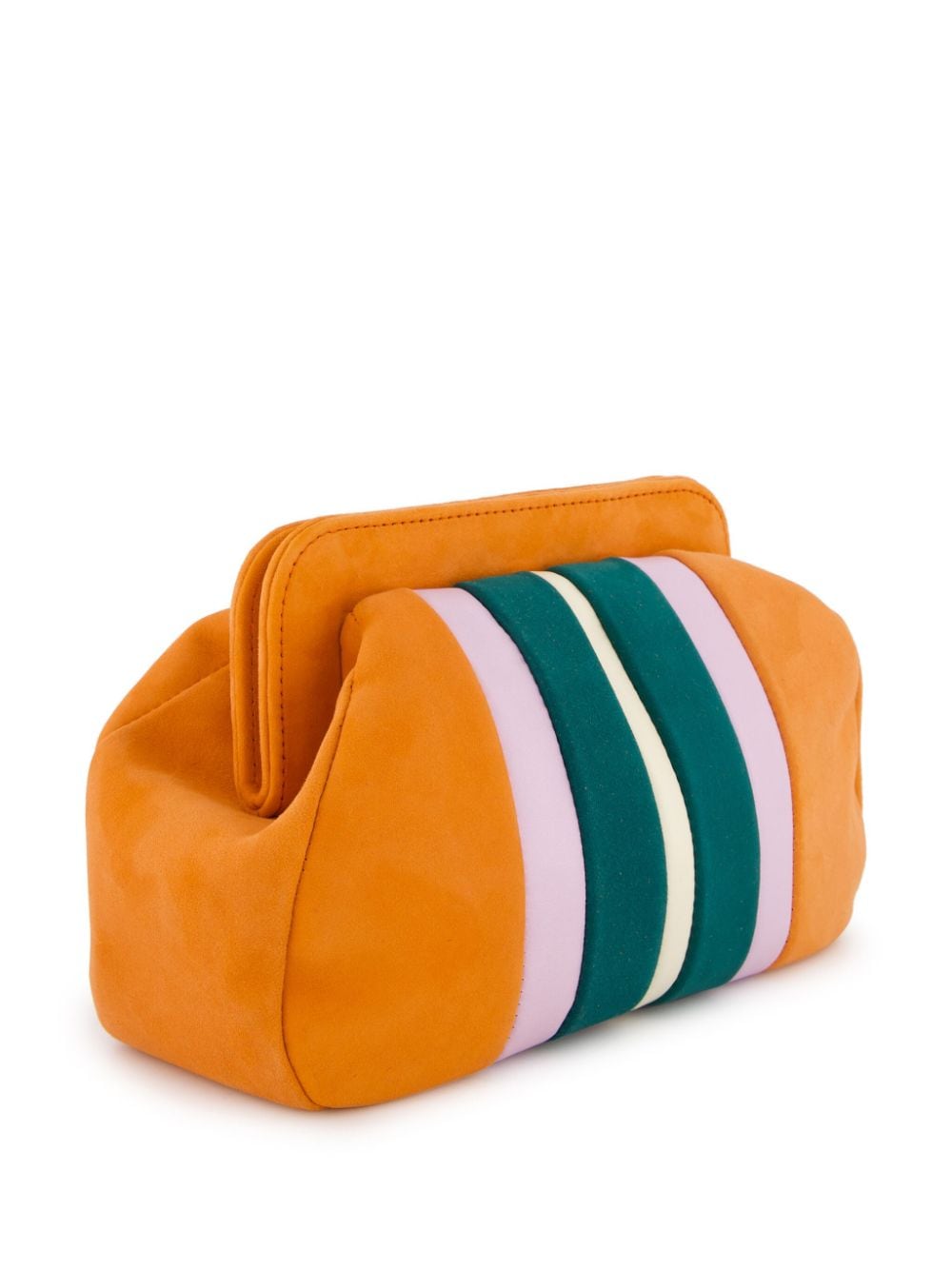 PAULA stripe suede-panel clutch bag - Oranje