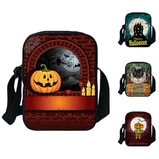 Bag Accessorries Portable Unisex Halloween Cartoon Pumpkin Print Crossbody Shoulder Bag Pouch