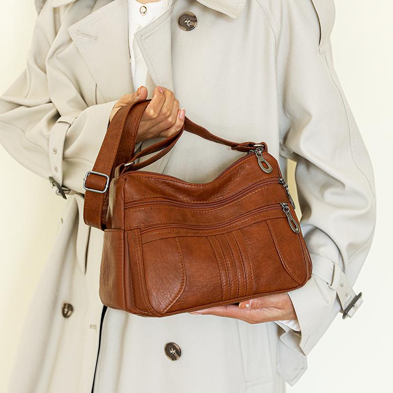 Kuluosidi Mother Bag Women's Soft Leather Middle-Aged Shoulder Crossbody Bag