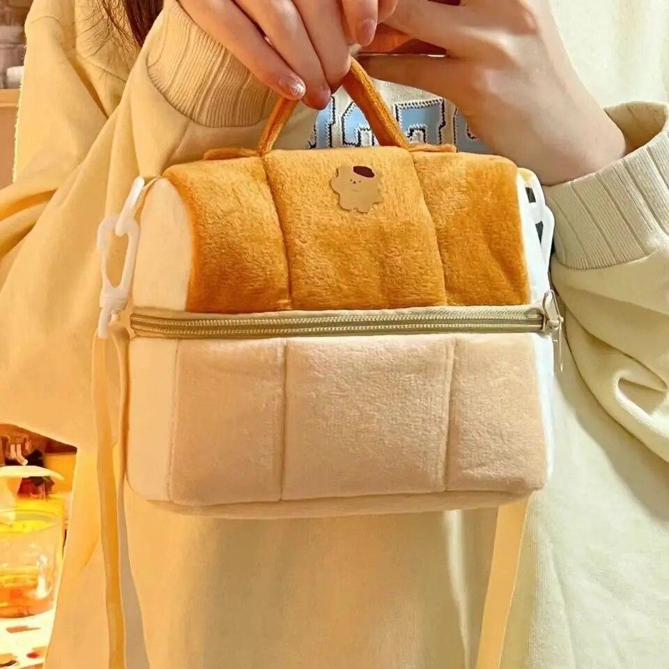 Ambiel Charm Cosmetic Bag Nylon Cotton Casual Zipper Solid Bread Shape Storage Bag Camera Bag Purse Korean Lovely