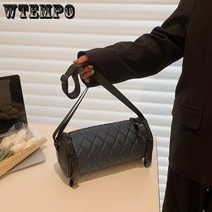 WTEMPO Rhombic Cylinder Bag Women's Crossbody Bag Sports Versatile Bucket Oxford Fabric Shoulder Bag