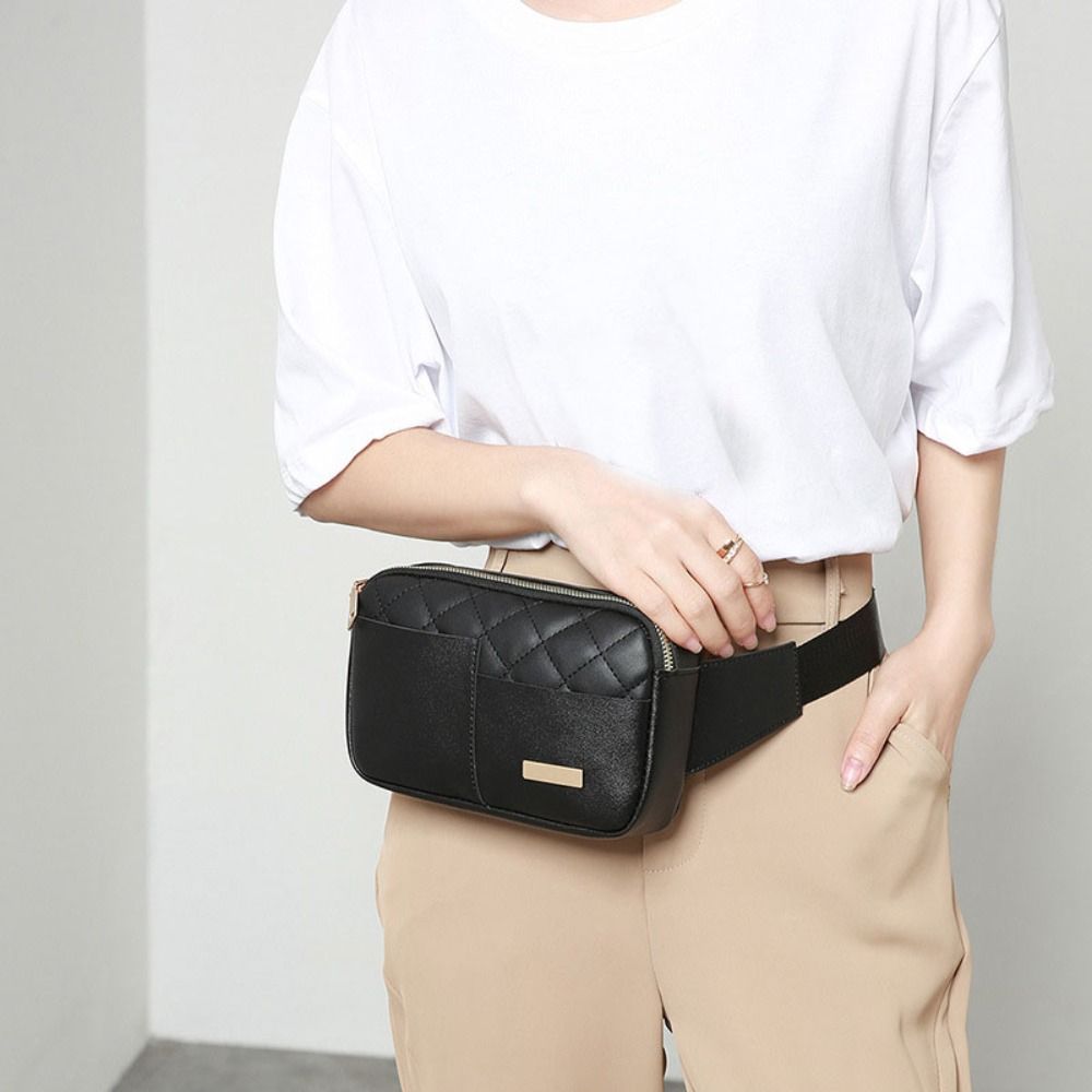 Yuanlin Solid Color Waist Bag PU Leather Shoulder Bag Fashion Crossbody Bag  Women