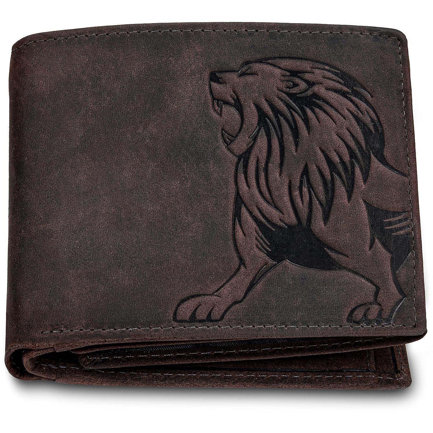 Vintage Goat leather Bags Leo RFID-blokkerende vintage bruine leren portemonnee voor heren