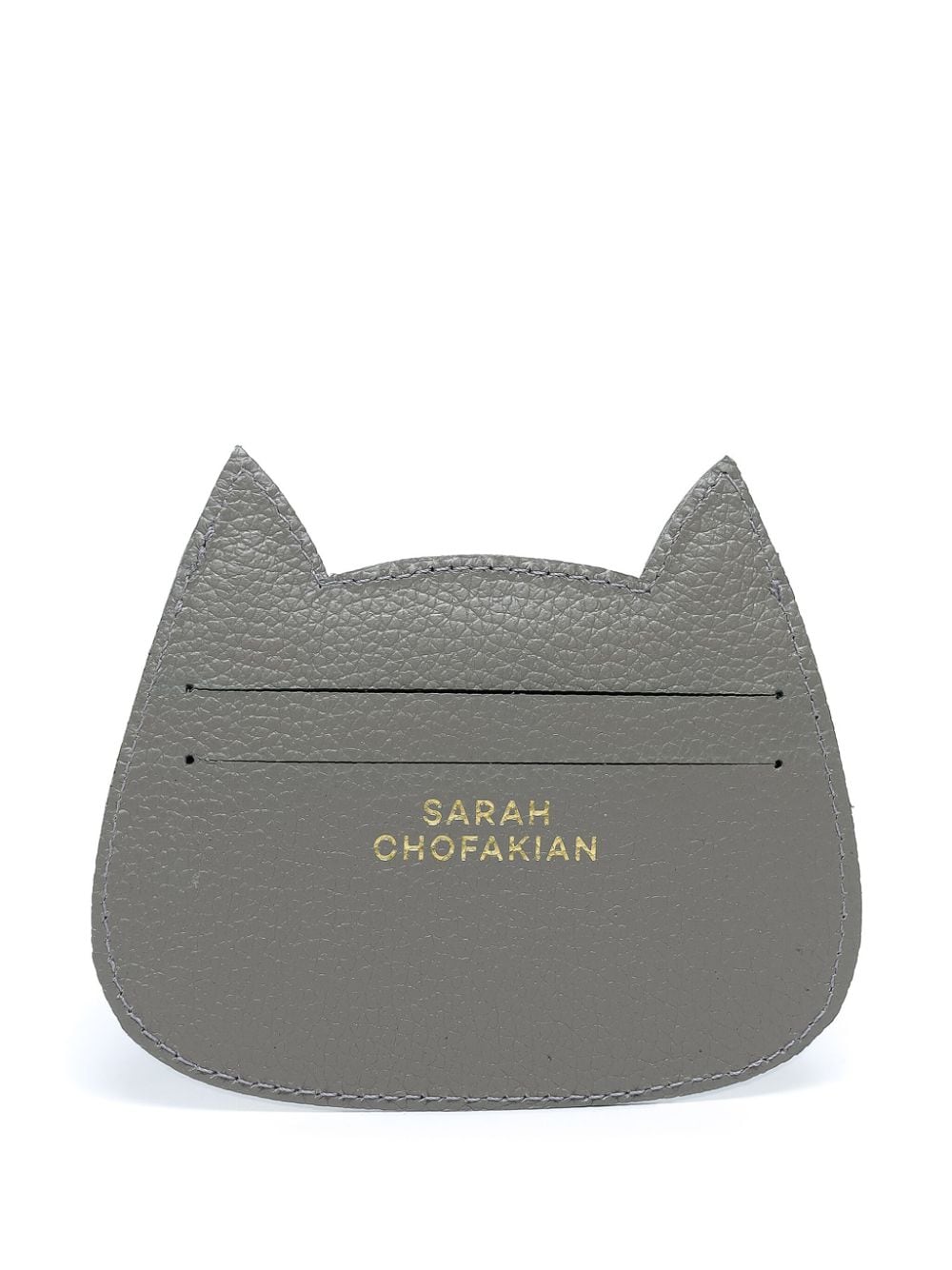 Sarah Chofakian Cat-face leather card holder - Grijs
