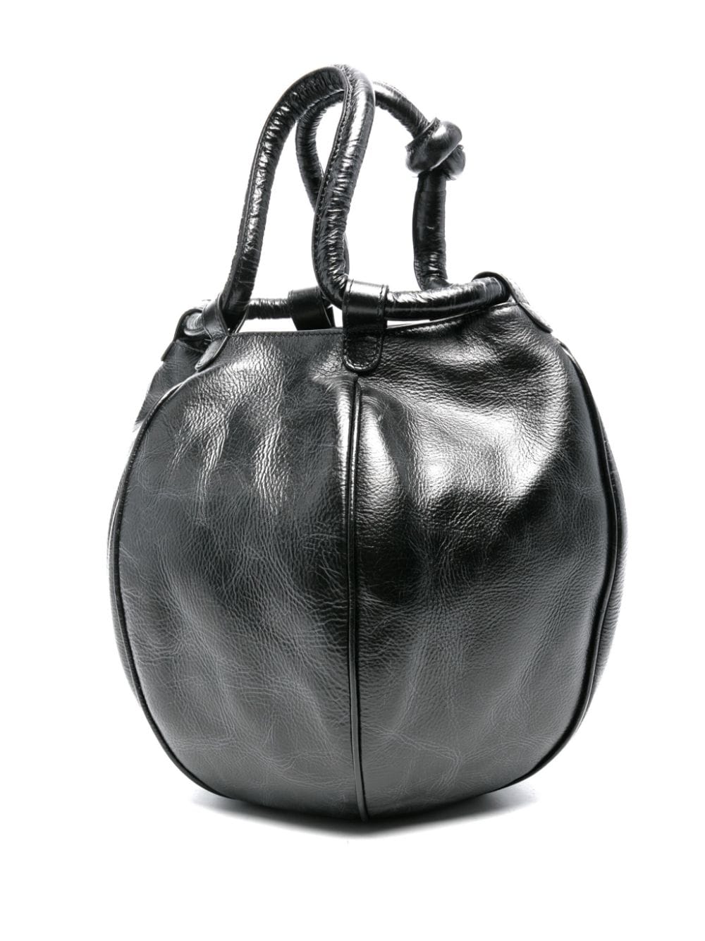 Hereu Globul Distressed leather tote bag - Zwart
