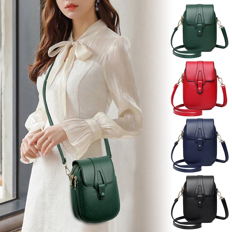 1N Accessories 1PC Fashion PU Leather Phone Bag Crossbody Bag Mobile Phone Bag One Shoulder Bag Women Mini