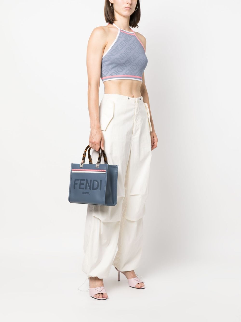 FENDI Sunshine shopper met logo-reliëf - Blauw