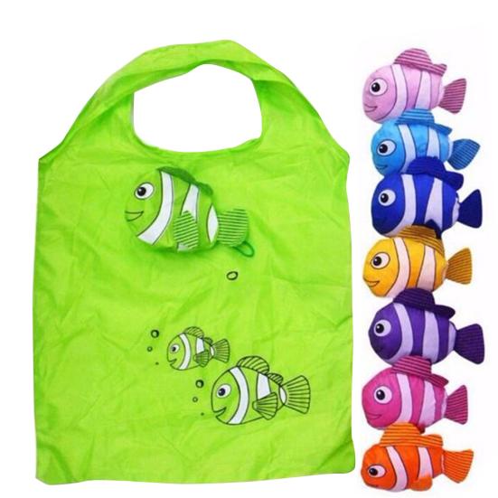 Worry free storage Nylon Shopping Bag Foldable Fish Rose Tote Pouch Large Capacity Storage Handbag