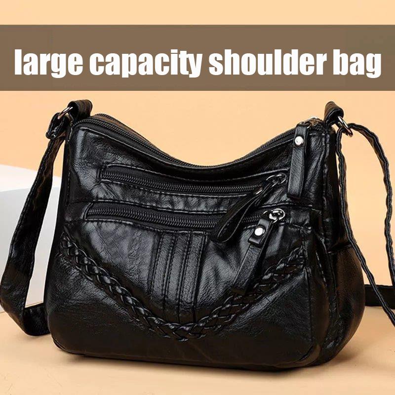 Beautybaby Soft Leather Crossbody Bag Multi-layer Casual Portable Large Capacity Shoulder Bag for Women
