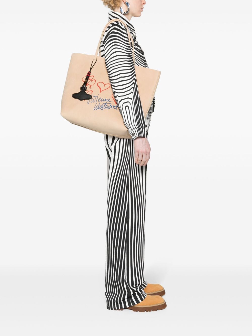 Vivienne Westwood Studio logo-print leather tote bag - Beige