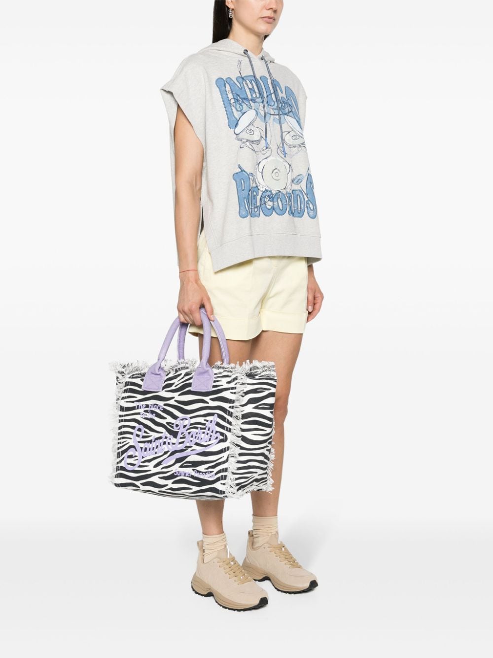 MC2 Saint Barth fringed zebra-print beach bag - Wit
