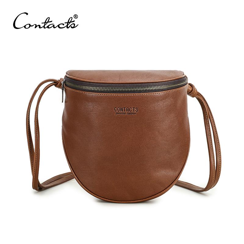 CONTACTS CONTACT'S Genuine Leather Sling Shoulder Bags for Women Fashion Brand Crossbody Bags Ladies Girls Bags Women's Bags for iPad Mini