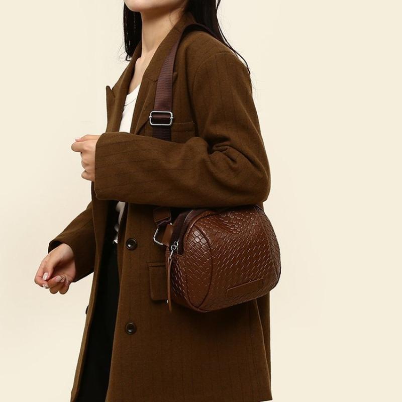 JINBAOSEN BAG Authentic Zhongyu Kangaroo Brand Ultra-high Quality Fashionable Woven Crossbody Bag, Small Round Bag, Women's Crossbody Shoulder Bag