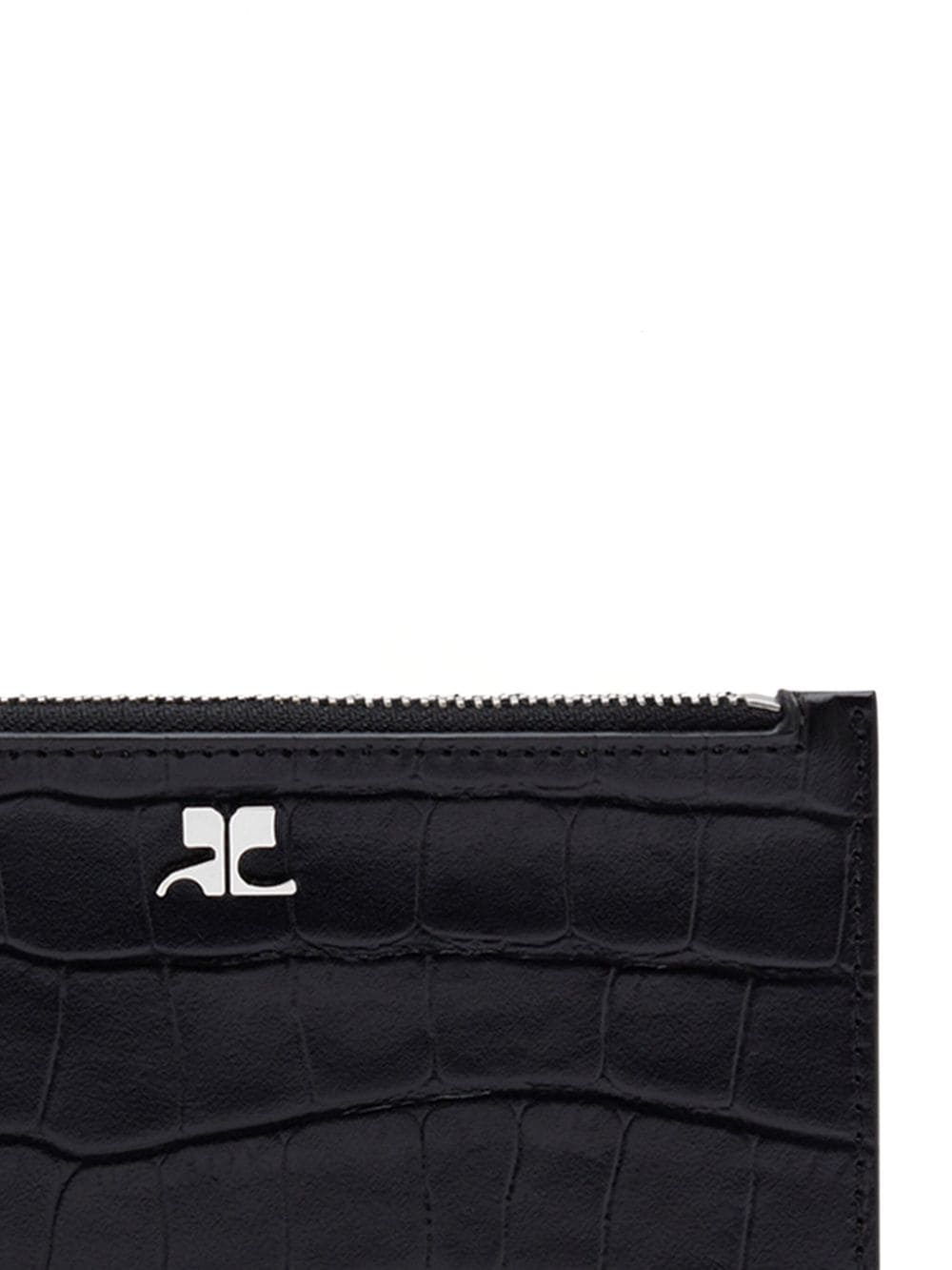 Courrèges AC crocodile-effect leather purse - Zwart