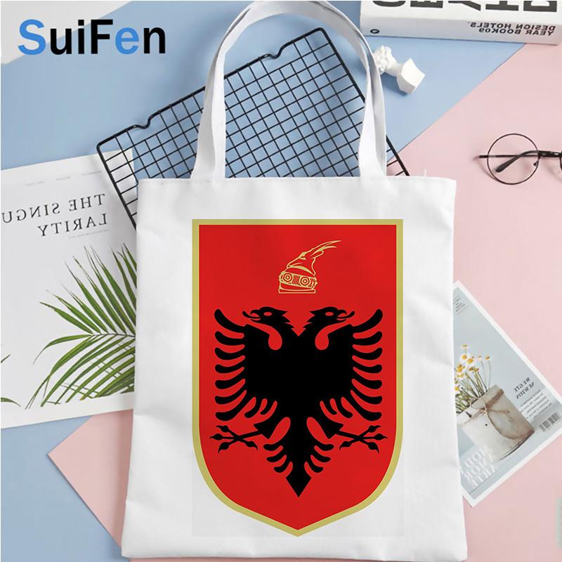 Aidegou19 Albanië boodschappentas tote eco herbruikbare canvas bolso handtas tas shoping opvouwbare jute bolsa compra sac toile