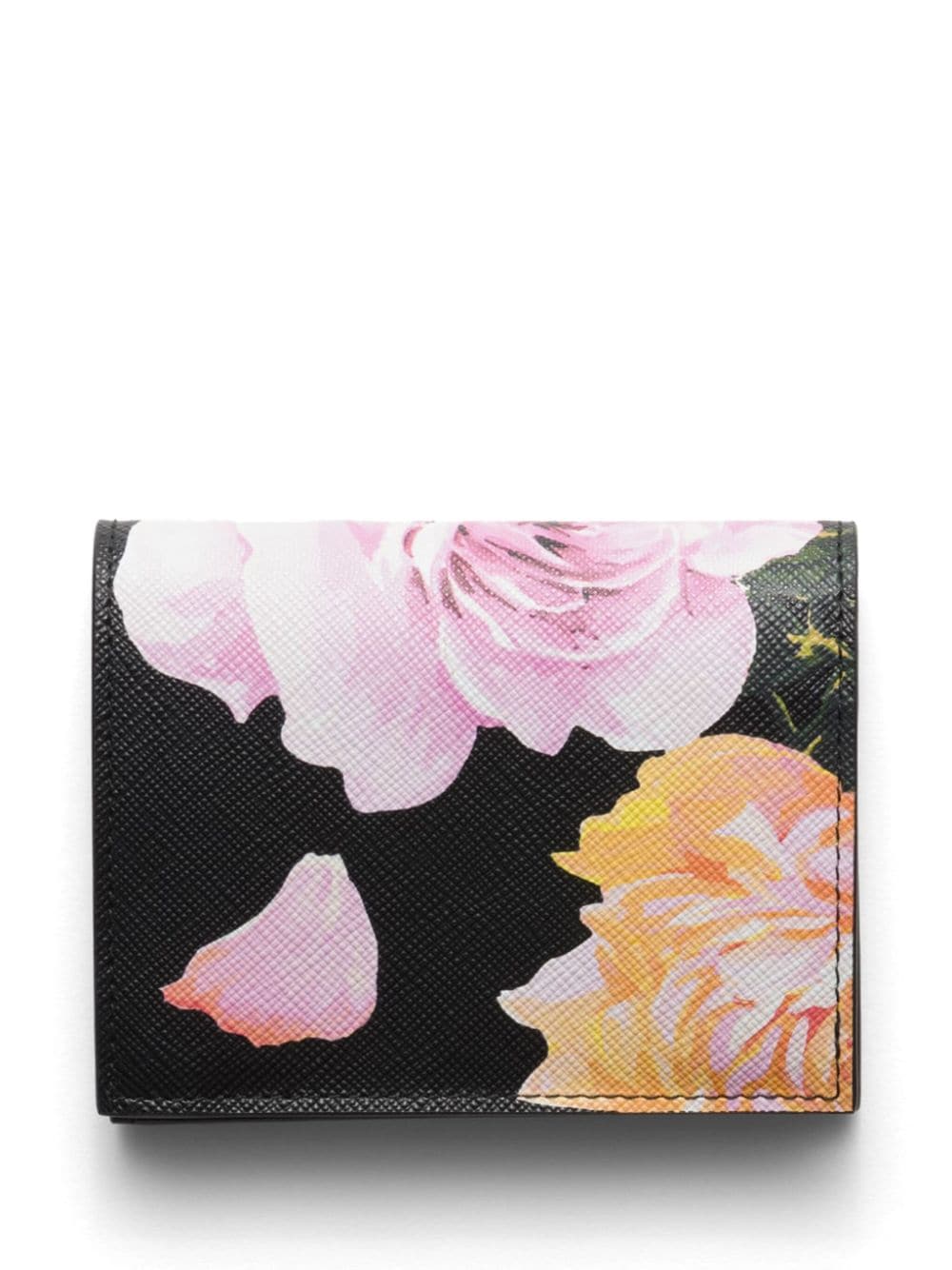 Prada small floral-print leather wallet - Zwart